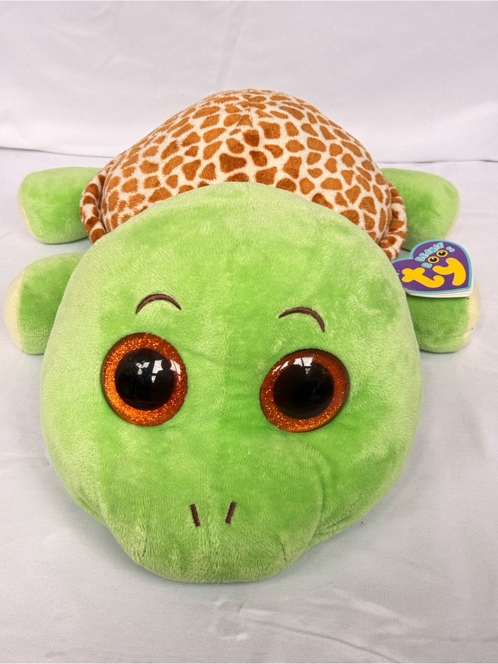 Ty Beanie Boos Sandy the Sea Turtle Large 16"‎ Plush Green Orange Eyes Retired